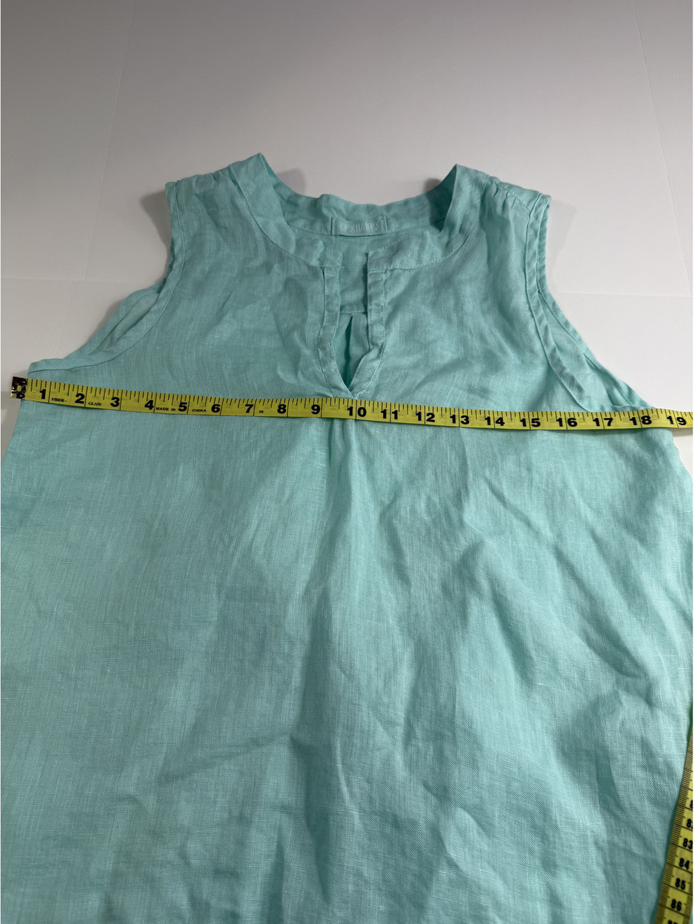 CP SHADES 100% Linen tourquise sleeveless high low top - Picture 6 of 6